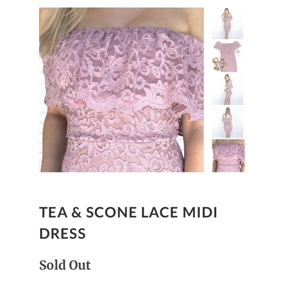 Mauve pink lace midi dress - Picture 3 of 5